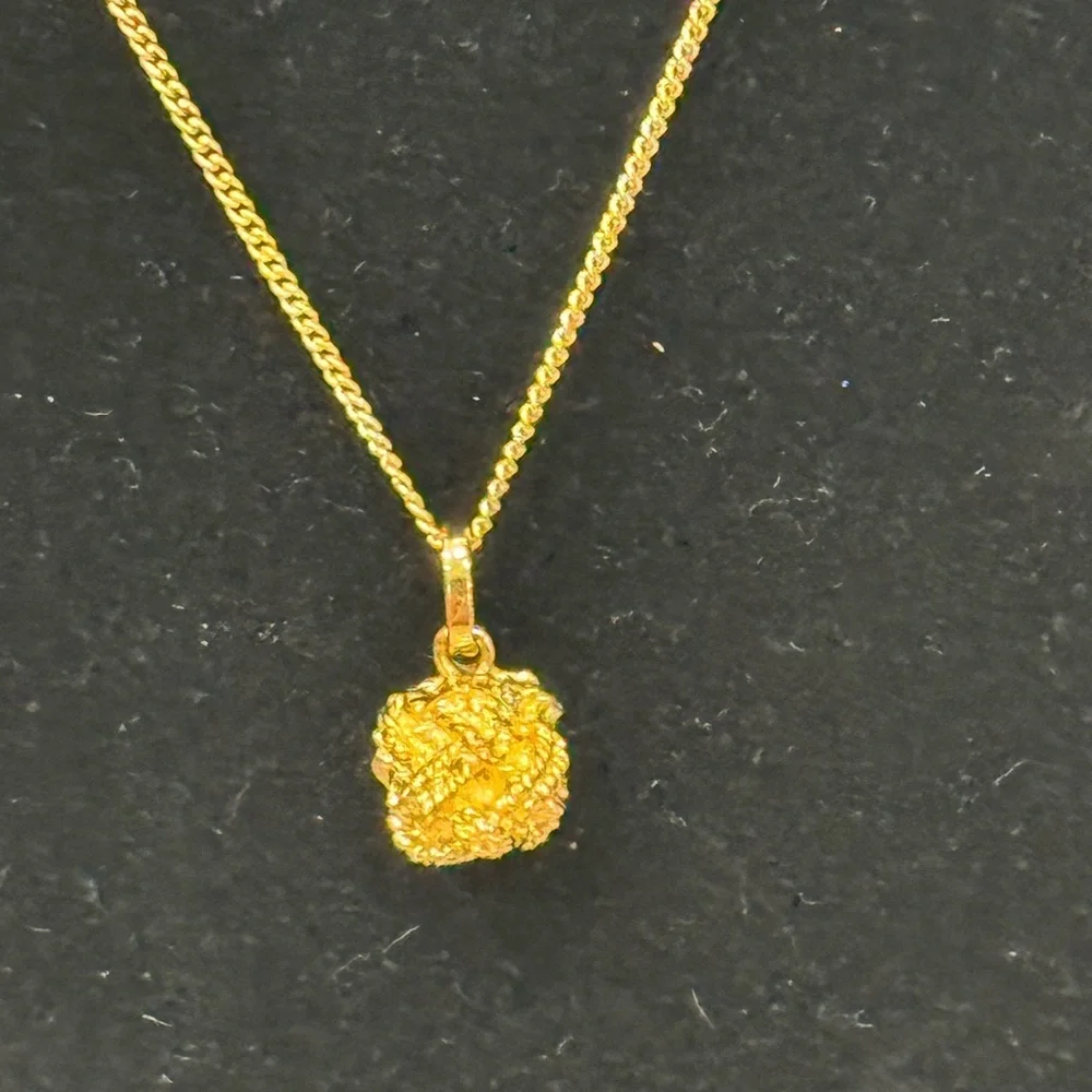 CHANEL Vintage Gold Metal Chain Necklace Roped Ball Drop Pendant Necklace Signed